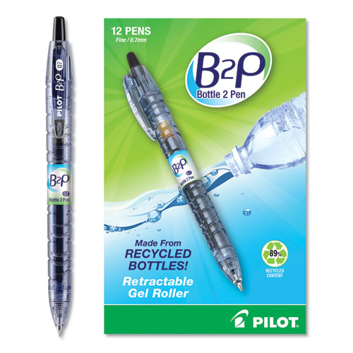 Pilot® wholesale. B2p Bottle-2-pen Recycled Retractable Gel Pen, 0.7mm, Black Ink, Translucent Blue Barrel. HSD Wholesale: Janitorial Supplies, Breakroom Supplies, Office Supplies.