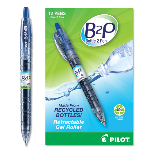 Pilot® wholesale. B2p Bottle-2-pen Recycled Retractable Gel Pen, 0.7mm, Blue Ink, Translucent Blue Barrel. HSD Wholesale: Janitorial Supplies, Breakroom Supplies, Office Supplies.