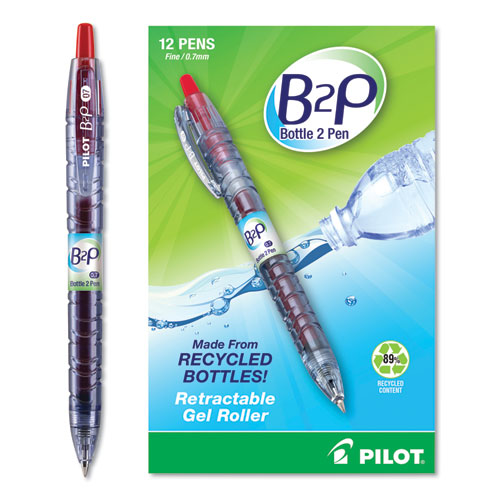 Pilot® wholesale. B2p Bottle-2-pen Recycled Retractable Gel Pen, 0.7mm, Red Ink, Translucent Blue Barrel. HSD Wholesale: Janitorial Supplies, Breakroom Supplies, Office Supplies.