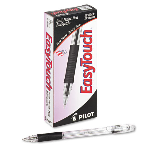 Pilot® wholesale. Easytouch Stick Ballpoint Pen, Fine 0.7mm, Black Ink, Clear Barrel, Dozen. HSD Wholesale: Janitorial Supplies, Breakroom Supplies, Office Supplies.