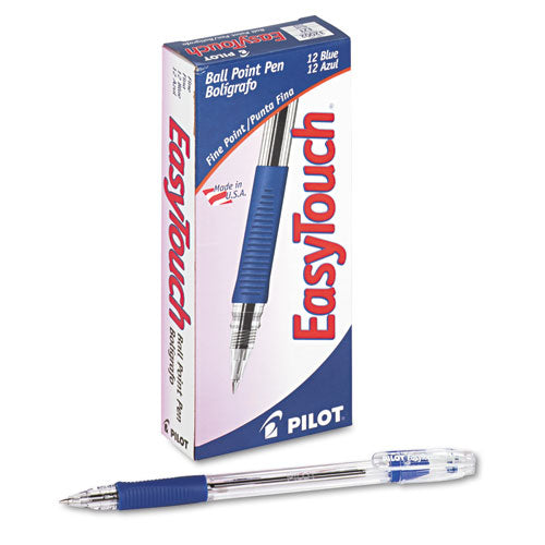 Pilot® wholesale. Easytouch Stick Ballpoint Pen, Fine 0.7mm, Blue Ink, Clear Barrel, Dozen. HSD Wholesale: Janitorial Supplies, Breakroom Supplies, Office Supplies.