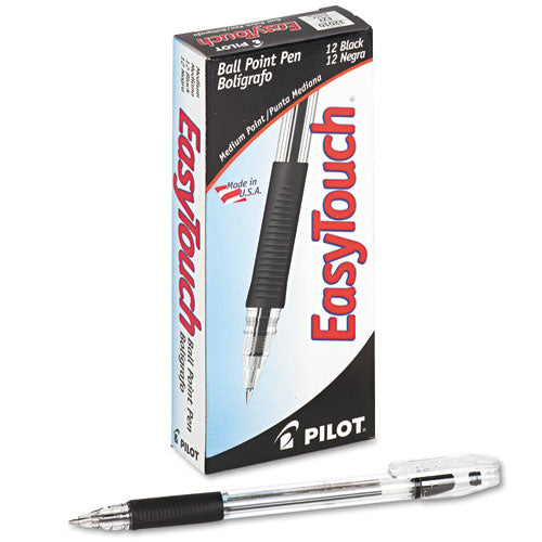 Pilot® wholesale. Easytouch Stick Ballpoint Pen, Medium 1mm, Black Ink, Clear Barrel, Dozen. HSD Wholesale: Janitorial Supplies, Breakroom Supplies, Office Supplies.