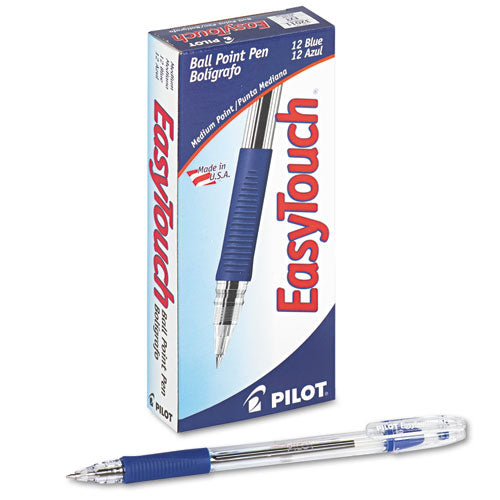 Pilot® wholesale. Easytouch Stick Ballpoint Pen, Medium 1mm, Blue Ink, Clear Barrel, Dozen. HSD Wholesale: Janitorial Supplies, Breakroom Supplies, Office Supplies.