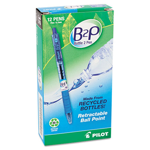 Pilot® wholesale. B2p Bottle-2-pen Retractable Ballpoint Pen, 0.7mm, Blue Ink, Translucent Blue Barrel, Dozen. HSD Wholesale: Janitorial Supplies, Breakroom Supplies, Office Supplies.