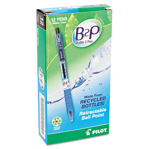 Pilot® wholesale. B2p Bottle-2-pen Retractable Ballpoint Pen, 1mm, Black Ink, Translucent Blue Barrel, Dozen. HSD Wholesale: Janitorial Supplies, Breakroom Supplies, Office Supplies.