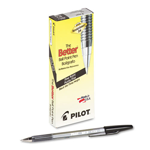 Pilot® wholesale. Better Stick Ballpoint Pen, Fine 0.7mm, Black Ink, Smoke Barrel, Dozen. HSD Wholesale: Janitorial Supplies, Breakroom Supplies, Office Supplies.