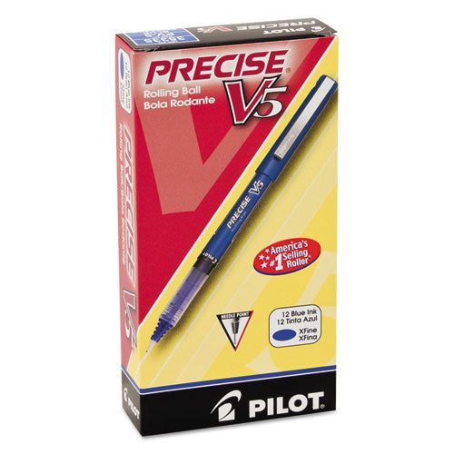 Pilot® wholesale. Precise V5 Stick Roller Ball Pen, Extra-fine 0.5mm, Blue Ink-barrel, Dozen. HSD Wholesale: Janitorial Supplies, Breakroom Supplies, Office Supplies.