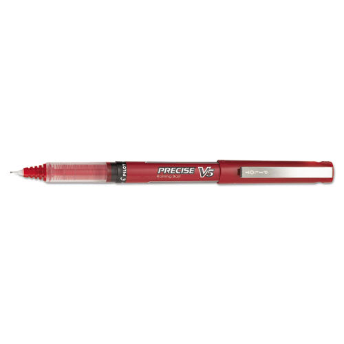 Pilot® wholesale. Precise V5 Stick Roller Ball Pen, Extra-fine 0.5mm, Red Ink-barrel, Dozen. HSD Wholesale: Janitorial Supplies, Breakroom Supplies, Office Supplies.