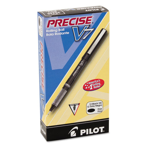 Pilot® wholesale. Precise V7 Stick Roller Ball Pen, Fine 0.7mm, Black Ink-barrel, Dozen. HSD Wholesale: Janitorial Supplies, Breakroom Supplies, Office Supplies.