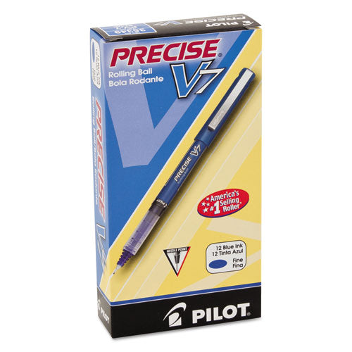 Pilot® wholesale. Precise V7 Stick Roller Ball Pen, Fine 0.7mm, Blue Ink-barrel, Dozen. HSD Wholesale: Janitorial Supplies, Breakroom Supplies, Office Supplies.