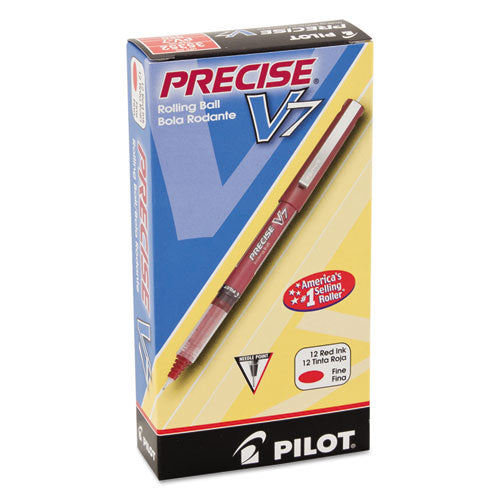 Pilot® wholesale. Precise V7 Stick Roller Ball Pen, Fine 0.7mm, Red Ink-barrel, Dozen. HSD Wholesale: Janitorial Supplies, Breakroom Supplies, Office Supplies.