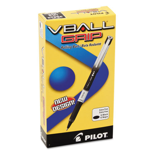 Pilot® wholesale. Vball Grip Liquid Ink Stick Roller Ball Pen, 0.5mm, Black Ink, Black-white Barrel, Dozen. HSD Wholesale: Janitorial Supplies, Breakroom Supplies, Office Supplies.