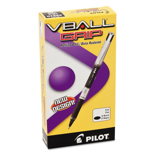 Pilot® wholesale. Vball Grip Liquid Ink Stick Roller Ball Pen, 0.7mm, Black Ink, Black-silver Barrel, Dozen. HSD Wholesale: Janitorial Supplies, Breakroom Supplies, Office Supplies.