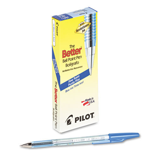 Pilot® wholesale. Better Stick Ballpoint Pen, Fine 0.7mm, Blue Ink, Translucent Blue Barrel, Dozen. HSD Wholesale: Janitorial Supplies, Breakroom Supplies, Office Supplies.