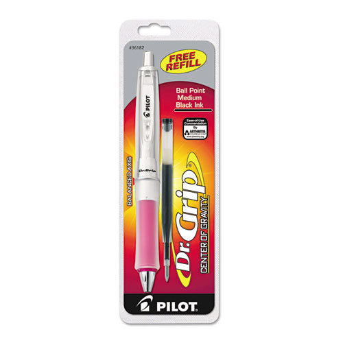 Pilot® wholesale. Dr. Grip Center Of Gravity Retractable Ballpoint Pen, 1mm, Black Ink, Silver-pink Barrel. HSD Wholesale: Janitorial Supplies, Breakroom Supplies, Office Supplies.