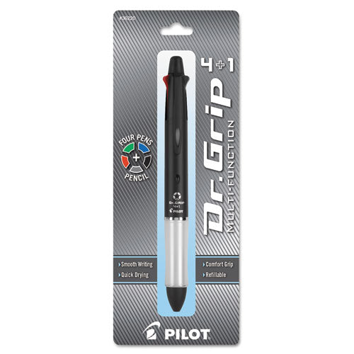 Pilot® wholesale. Dr. Grip 4 + 1 Retractable Ballpoint Pen-pencil, Black-blue-green-red Ink, Black Barrel. HSD Wholesale: Janitorial Supplies, Breakroom Supplies, Office Supplies.