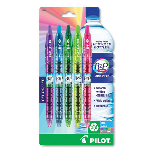 Pilot® wholesale. B2p Bottle-2-pen Recycled Retractable Gel Pen, 0.7mm, Assorted Ink-barrel, 5-pack. HSD Wholesale: Janitorial Supplies, Breakroom Supplies, Office Supplies.