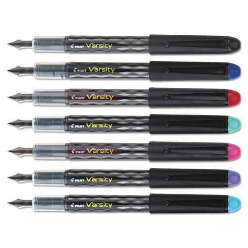 Pilot® wholesale. Varsity Fountain Pen, 1mm, Assorted Ink, Gray Pattern Wrap Barrel, 7-set. HSD Wholesale: Janitorial Supplies, Breakroom Supplies, Office Supplies.