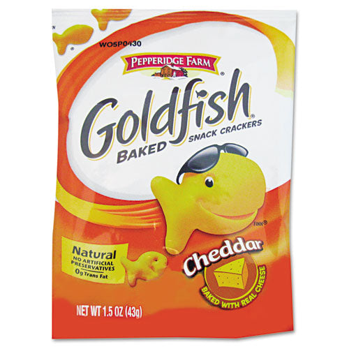 Pepperidge Farm® wholesale. Goldfish Crackers, Cheddar, Single-serve Snack, 1.5oz Bag, 72-carton. HSD Wholesale: Janitorial Supplies, Breakroom Supplies, Office Supplies.