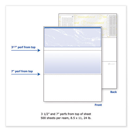 DocuGard™ wholesale. Security Business Checks, 11 Features, 8.5 X 11, Blue Marble Top, 500-ream. HSD Wholesale: Janitorial Supplies, Breakroom Supplies, Office Supplies.