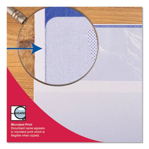 DocuGard™ wholesale. Security Business Checks, 11 Features, 8.5 X 11, Blue Marble Top, 500-ream. HSD Wholesale: Janitorial Supplies, Breakroom Supplies, Office Supplies.