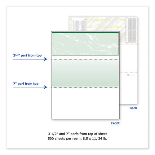 DocuGard™ wholesale. Standard Security Check, 11 Features, 8.5 X 11, Green Marble Top, 500-ream. HSD Wholesale: Janitorial Supplies, Breakroom Supplies, Office Supplies.