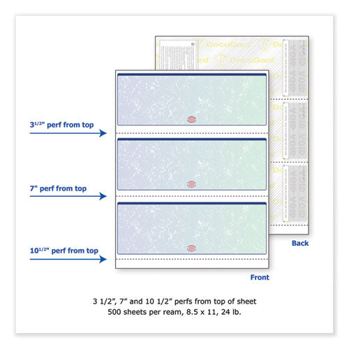 DocuGard™ wholesale. Premier Prismatic Check, 13 Features, 8.5 X 11, Blue-green Prismatic, 500-ream. HSD Wholesale: Janitorial Supplies, Breakroom Supplies, Office Supplies.