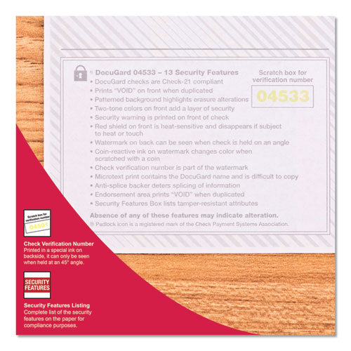 DocuGard™ wholesale. Premier Prismatic Check, 13 Features, 8.5 X 11, Blue-green Prismatic, 500-ream. HSD Wholesale: Janitorial Supplies, Breakroom Supplies, Office Supplies.