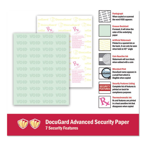 DocuGard™ wholesale. Medical Security Papers, 24lb, 8.5 X 11, Green, 500-ream. HSD Wholesale: Janitorial Supplies, Breakroom Supplies, Office Supplies.
