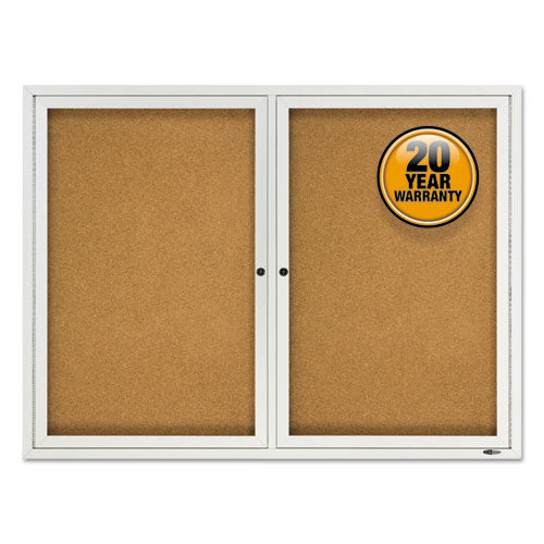 Quartet® wholesale. Enclosed Cork Bulletin Board, Cork-fiberboard, 48" X 36", Silver Aluminum Frame. HSD Wholesale: Janitorial Supplies, Breakroom Supplies, Office Supplies.