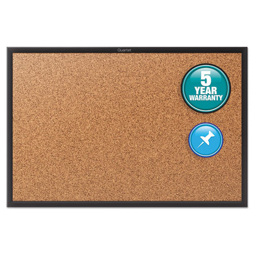 Quartet® wholesale. Classic Series Cork Bulletin Board, 24x18, Black Aluminum Frame. HSD Wholesale: Janitorial Supplies, Breakroom Supplies, Office Supplies.