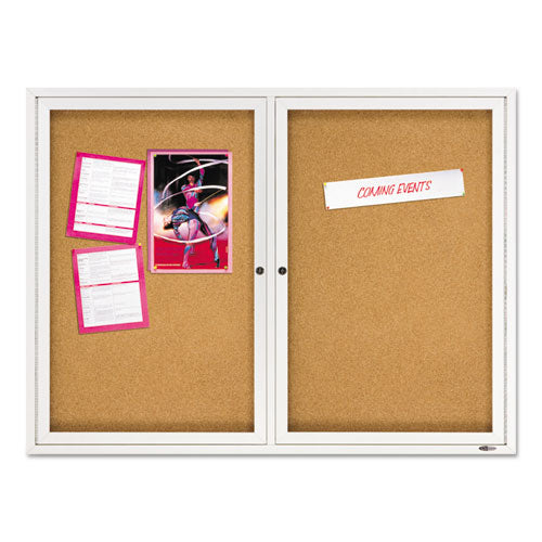Quartet® wholesale. Enclosed Bulletin Board, Natural Cork-fiberboard, 48 X 36, Silver Aluminum Frame. HSD Wholesale: Janitorial Supplies, Breakroom Supplies, Office Supplies.