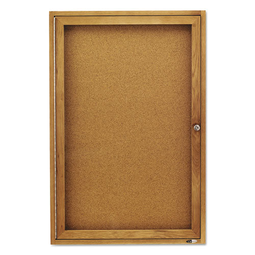 Quartet® wholesale. Enclosed Bulletin Board, Natural Cork-fiberboard, 24 X 36, Oak Frame. HSD Wholesale: Janitorial Supplies, Breakroom Supplies, Office Supplies.