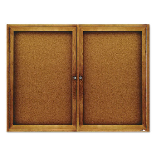 Quartet® wholesale. Enclosed Bulletin Board, Natural Cork-fiberboard, 48 X 36, Oak Frame. HSD Wholesale: Janitorial Supplies, Breakroom Supplies, Office Supplies.
