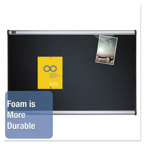 Quartet® wholesale. Prestige Embossed Foam Bulletin Board, 36 X 24, Black, Aluminum Frame. HSD Wholesale: Janitorial Supplies, Breakroom Supplies, Office Supplies.