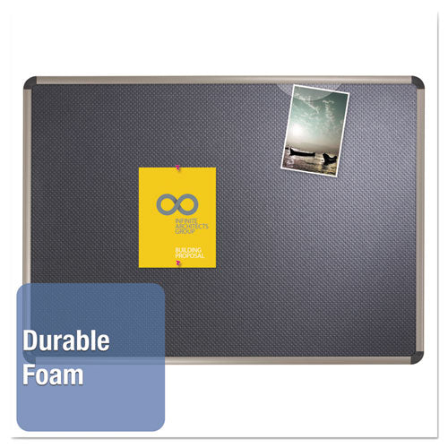 Quartet® wholesale. Prestige Euro-style Embossed Foam Bulletin Board, 48 X 34 7-16, Black-alum Frame. HSD Wholesale: Janitorial Supplies, Breakroom Supplies, Office Supplies.