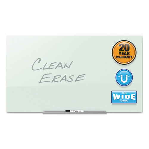 Quartet® wholesale. Invisamount Magnetic Glass Marker Board, Frameless, 74" X 42", White Surface. HSD Wholesale: Janitorial Supplies, Breakroom Supplies, Office Supplies.