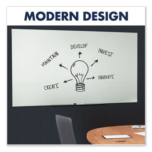 Quartet® wholesale. Invisamount Magnetic Glass Marker Board, Frameless, 85" X 48", White Surface. HSD Wholesale: Janitorial Supplies, Breakroom Supplies, Office Supplies.