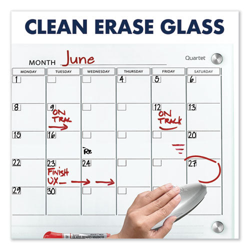Quartet® wholesale. Infinity Magnetic Glass Calendar Board, 36 X 24. HSD Wholesale: Janitorial Supplies, Breakroom Supplies, Office Supplies.