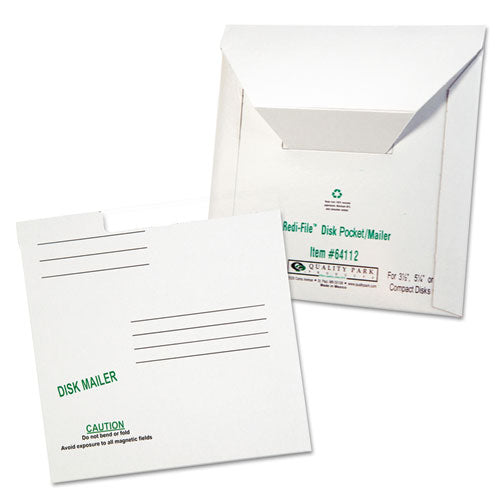 Quality Park™ wholesale. Redi-file Disk Pocket-mailer, Cd-dvd, Square Flap, Perforated Flap Closure, 6 X 5.88, White, 10-pack. HSD Wholesale: Janitorial Supplies, Breakroom Supplies, Office Supplies.