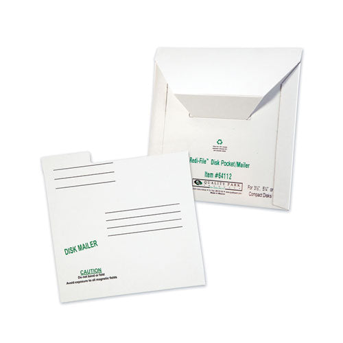 Quality Park™ wholesale. Redi-file Disk Pocket-mailer, Cd-dvd, Square Flap, Perforated Flap Closure, 6 X 5.88, White, 10-pack. HSD Wholesale: Janitorial Supplies, Breakroom Supplies, Office Supplies.