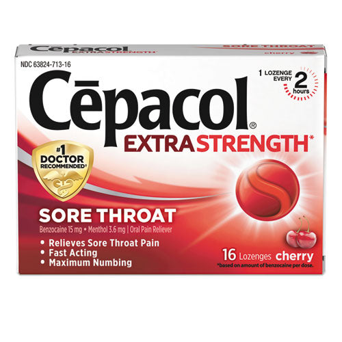 Cepacol® wholesale. Exta Strength Sore Throat Lozenge, Cherry, 16-box, 24 Boxes-carton. HSD Wholesale: Janitorial Supplies, Breakroom Supplies, Office Supplies.