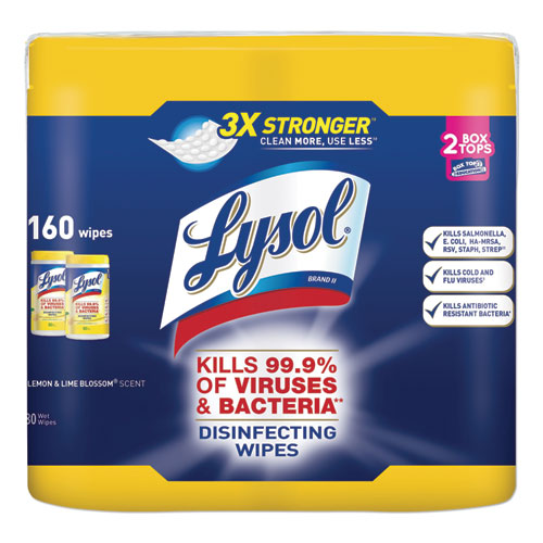 LYSOL® Brand wholesale. Lysol Disinfecting Wipes, 7 X 7.25, Lemon And Lime Blossom, 80 Wipes-canister, 2 Canisters-pack. HSD Wholesale: Janitorial Supplies, Breakroom Supplies, Office Supplies.