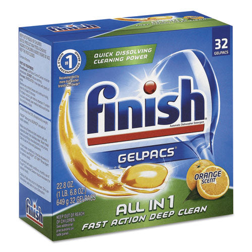 FINISH® wholesale. Dish Detergent Gelpacs, Orange Scent, Box Of 32 Gelpacs, 8 Boxes-carton. HSD Wholesale: Janitorial Supplies, Breakroom Supplies, Office Supplies.