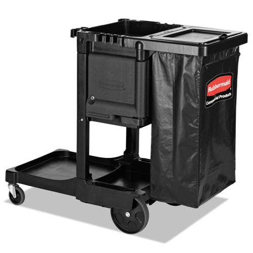 Rubbermaid® Commercial wholesale. Rubbermaid® Executive Janitorial Cleaning Cart, 12.1w X 22.4d X 23h, Black. HSD Wholesale: Janitorial Supplies, Breakroom Supplies, Office Supplies.