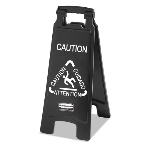 Rubbermaid® Commercial wholesale. Rubbermaid® Executive 2-sided Multi-lingual Caution Sign, Black-white, 10 9-10 X 26 1-10. HSD Wholesale: Janitorial Supplies, Breakroom Supplies, Office Supplies.