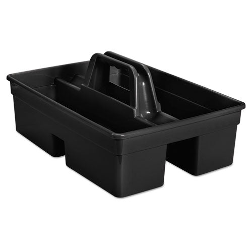 Rubbermaid® Commercial wholesale. Rubbermaid® Executive Carry Caddy, 2-compartment, Plastic, 10.75w X 6.5h, Black. HSD Wholesale: Janitorial Supplies, Breakroom Supplies, Office Supplies.