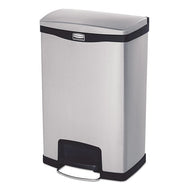 Rubbermaid® Commercial wholesale. Rubbermaid® Slim Jim Stainless Steel Step-on Container, Front Step Style, 13 Gal, Black. HSD Wholesale: Janitorial Supplies, Breakroom Supplies, Office Supplies.