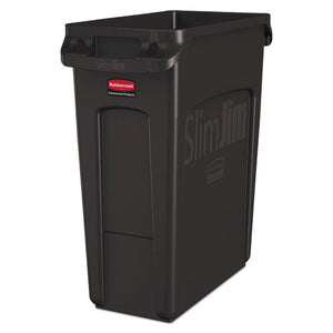 Rubbermaid® Commercial wholesale. Rubbermaid® Slim Jim With Venting Channels, Rectangular, 16 Gal, Plastic, Black. HSD Wholesale: Janitorial Supplies, Breakroom Supplies, Office Supplies.