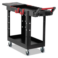 Load image into Gallery viewer, Rubbermaid® Commercial wholesale. Rubbermaid® Heavy Duty Adaptable Utility Cart, 2 Shelves, 17.8w X 46.2d X 36h, Black. HSD Wholesale: Janitorial Supplies, Breakroom Supplies, Office Supplies.